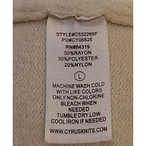 Cyrus Knits Sweater Womens Large Cream Ivory Cableknit Fisherman Winter White - Picture 11 of 11